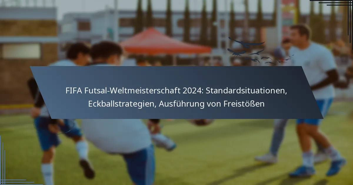 FIFA Futsal-Weltmeisterschaft 2024: Standardsituationen, Eckballstrategien, Ausführung von Freistößen