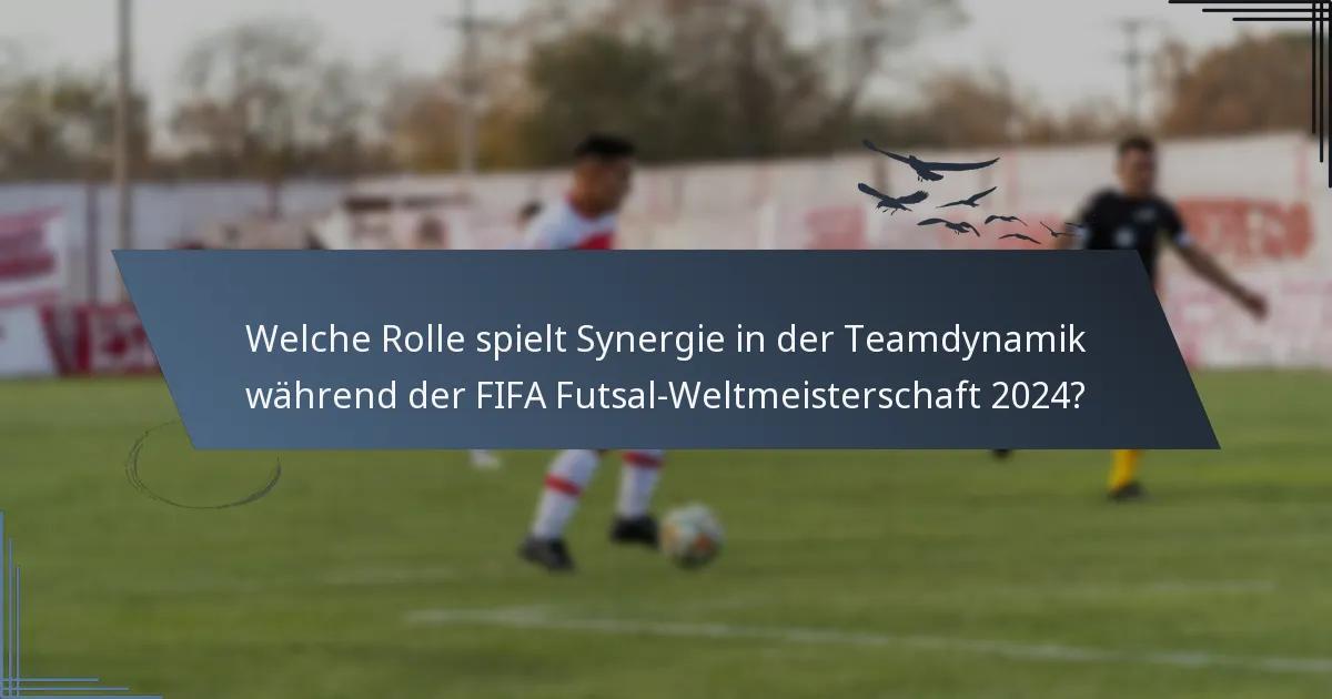 Welche Rolle spielt Synergie in der Teamdynamik während der FIFA Futsal-Weltmeisterschaft 2024?