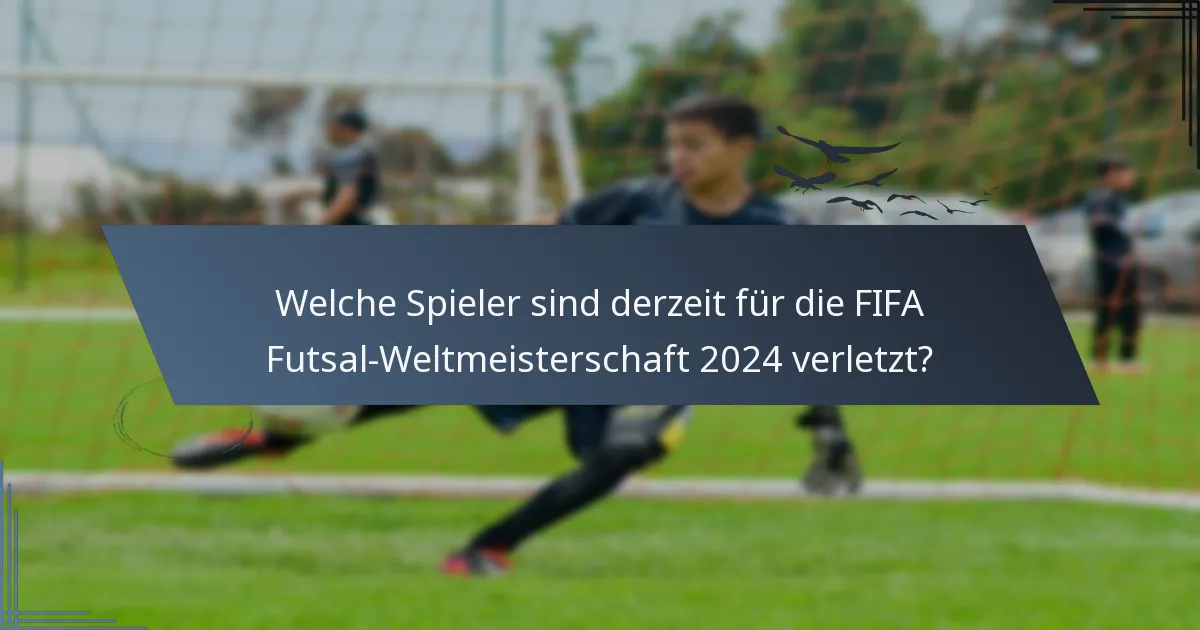 Welche Spieler sind derzeit für die FIFA Futsal-Weltmeisterschaft 2024 verletzt?