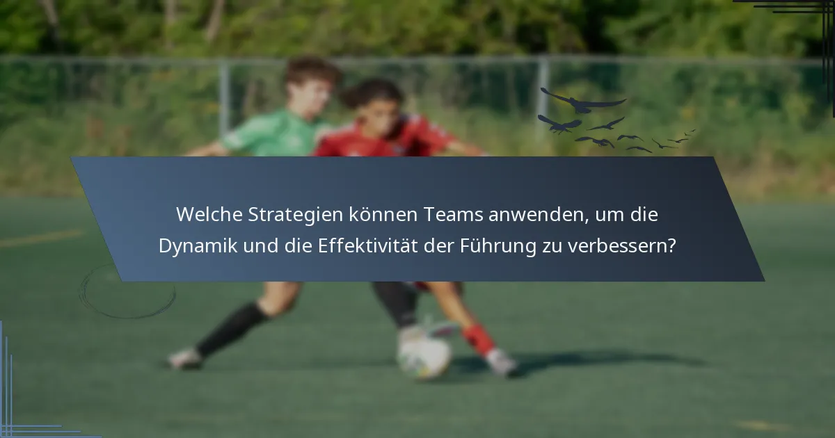 Welche Strategien können Teams anwenden, um die Dynamik und die Effektivität der Führung zu verbessern?